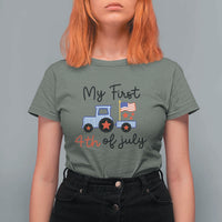 My First 4th of July Patriotic Tractor Cute T Shirt For Women American Flag Infant Independence Holiday Milestone