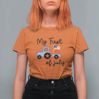 My First 4th of July Patriotic Tractor Cute T Shirt For Women American Flag Infant Independence Holiday Milestone