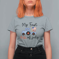My First 4th of July Patriotic Tractor Cute T Shirt For Women American Flag Infant Independence Holiday Milestone