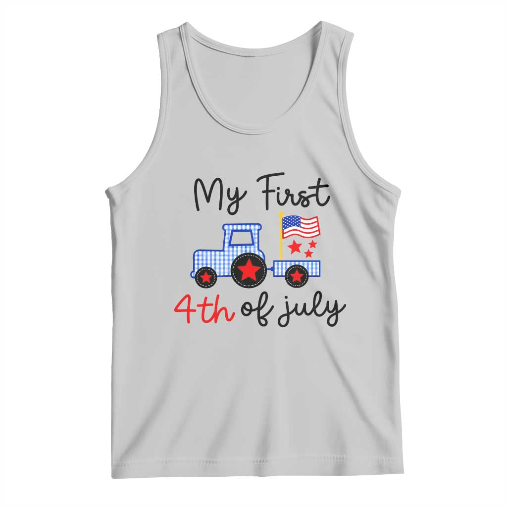 My First 4th of July Patriotic Tractor Cute Tank Top American Flag Infant Independence Holiday Milestone