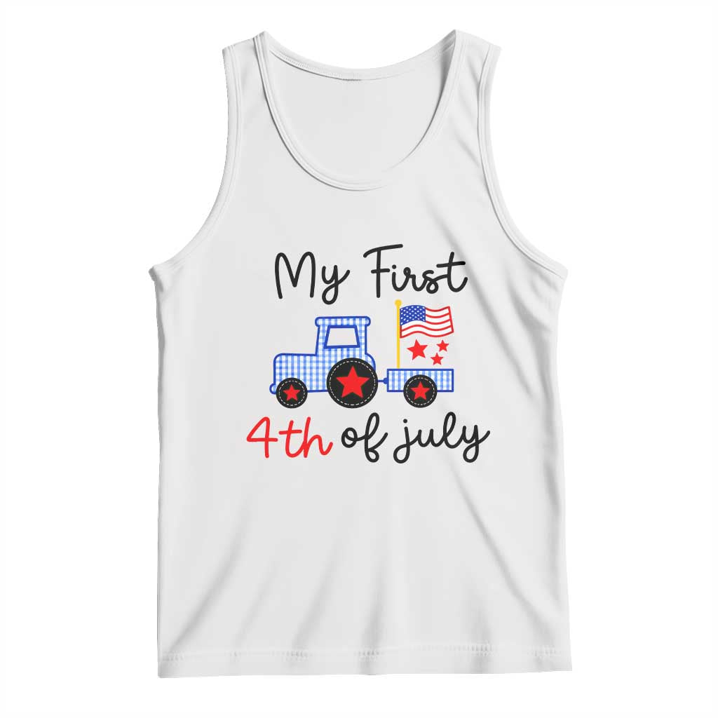 My First 4th of July Patriotic Tractor Cute Tank Top American Flag Infant Independence Holiday Milestone