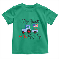 My First 4th of July Patriotic Tractor Cute Toddler T Shirt American Flag Infant Independence Holiday Milestone