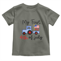My First 4th of July Patriotic Tractor Cute Toddler T Shirt American Flag Infant Independence Holiday Milestone