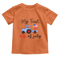 My First 4th of July Patriotic Tractor Cute Toddler T Shirt American Flag Infant Independence Holiday Milestone