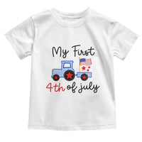 My First 4th of July Patriotic Tractor Cute Toddler T Shirt American Flag Infant Independence Holiday Milestone
