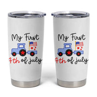 My First 4th of July Patriotic Tractor Cute Tumbler Cup American Flag Infant Independence Holiday Milestone
