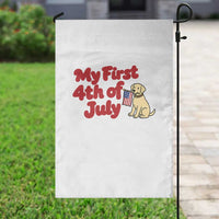 My First 4th of July Cute Golden Retriever Puppy Dog Garden Flag American Flag Independence Holiday Milestone