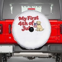 My First 4th of July Cute Golden Retriever Puppy Dog Spare Tire Cover American Flag Independence Holiday Milestone
