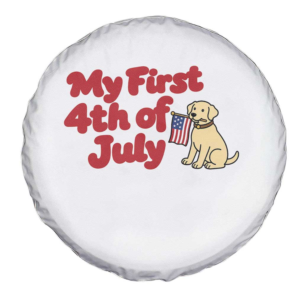My First 4th of July Cute Golden Retriever Puppy Dog Spare Tire Cover American Flag Independence Holiday Milestone