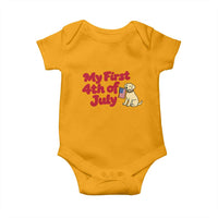 My First 4th of July Cute Golden Retriever Puppy Dog Baby Onesie American Flag Independence Holiday Milestone
