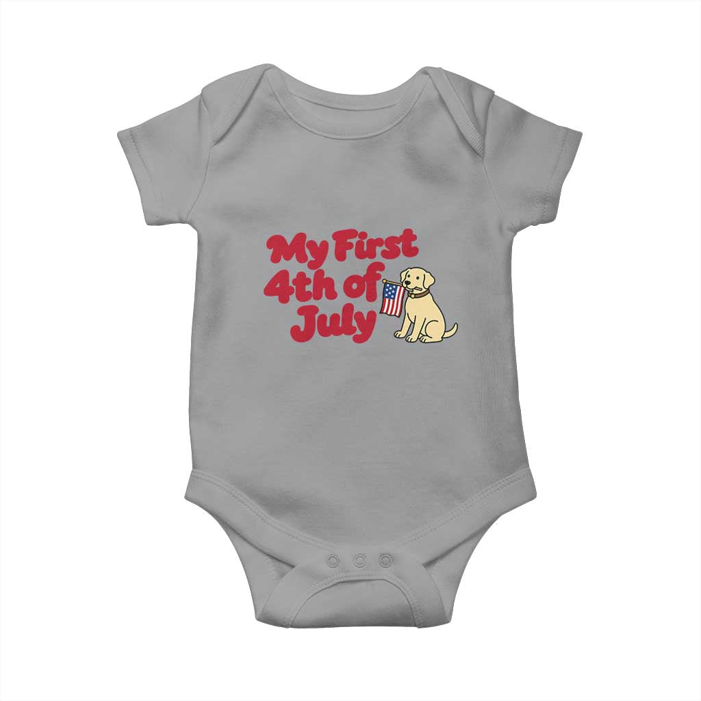 My First 4th of July Cute Golden Retriever Puppy Dog Baby Onesie American Flag Independence Holiday Milestone