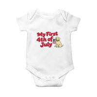 My First 4th of July Cute Golden Retriever Puppy Dog Baby Onesie American Flag Independence Holiday Milestone