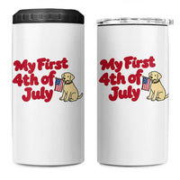 My First 4th of July Cute Golden Retriever Puppy Dog 4 in 1 Can Cooler Tumbler American Flag Independence Holiday Milestone