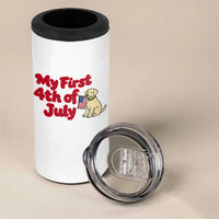 My First 4th of July Cute Golden Retriever Puppy Dog 4 in 1 Can Cooler Tumbler American Flag Independence Holiday Milestone