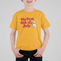 My First 4th of July Cute Golden Retriever Puppy Dog T Shirt For Kid American Flag Independence Holiday Milestone