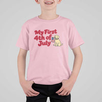 My First 4th of July Cute Golden Retriever Puppy Dog T Shirt For Kid American Flag Independence Holiday Milestone