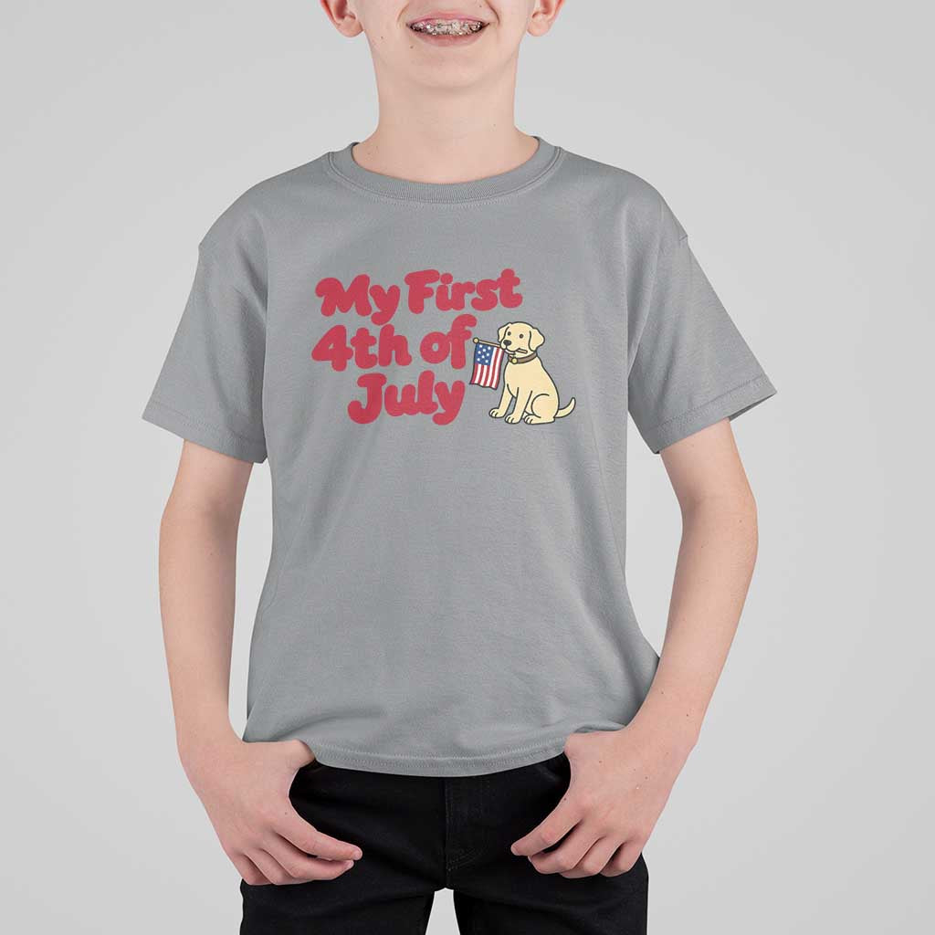 My First 4th of July Cute Golden Retriever Puppy Dog T Shirt For Kid American Flag Independence Holiday Milestone