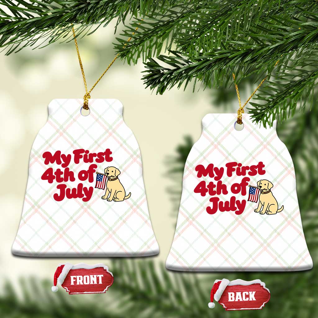 My First 4th of July Cute Golden Retriever Puppy Dog Ceramic Ornament American Flag Independence Holiday Milestone