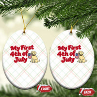 My First 4th of July Cute Golden Retriever Puppy Dog Ceramic Ornament American Flag Independence Holiday Milestone