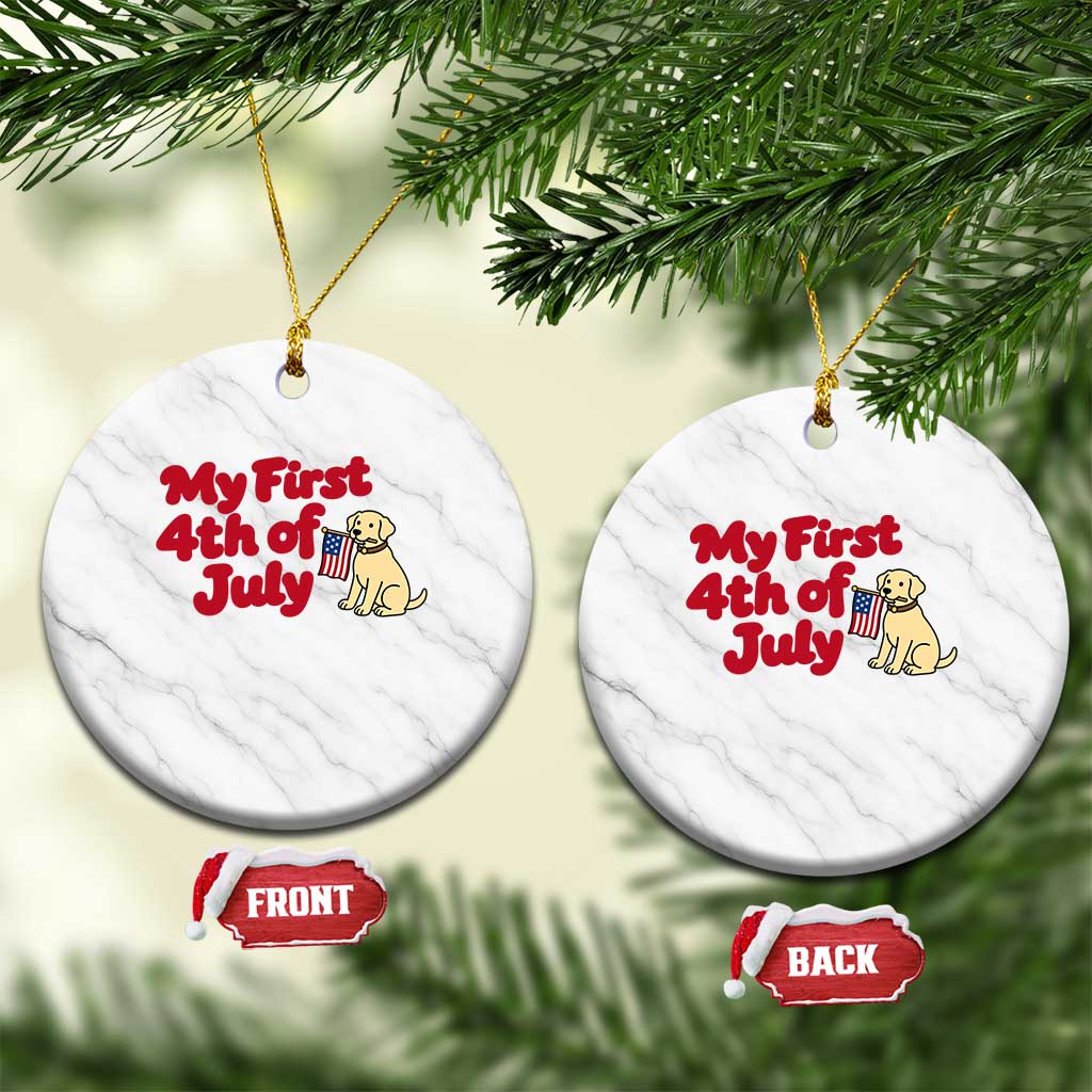 My First 4th of July Cute Golden Retriever Puppy Dog Ceramic Ornament American Flag Independence Holiday Milestone