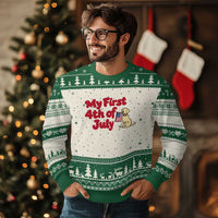 My First 4th of July Cute Golden Retriever Puppy Dog Ugly Christmas Sweater American Flag Independence Holiday Milestone