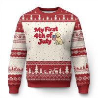 My First 4th of July Cute Golden Retriever Puppy Dog Ugly Christmas Sweater American Flag Independence Holiday Milestone