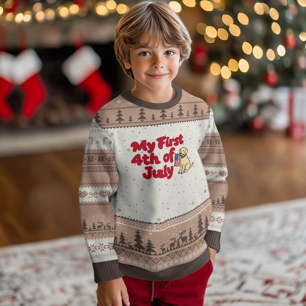 My First 4th of July Cute Golden Retriever Puppy Dog Ugly Christmas Sweater American Flag Independence Holiday Milestone