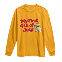 My First 4th of July Cute Golden Retriever Puppy Dog Long Sleeve Shirt American Flag Independence Holiday Milestone