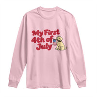 My First 4th of July Cute Golden Retriever Puppy Dog Long Sleeve Shirt American Flag Independence Holiday Milestone