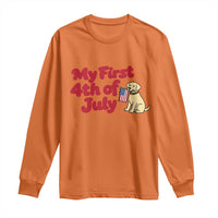 My First 4th of July Cute Golden Retriever Puppy Dog Long Sleeve Shirt American Flag Independence Holiday Milestone