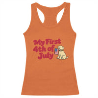 My First 4th of July Cute Golden Retriever Puppy Dog Racerback Tank Top American Flag Independence Holiday Milestone
