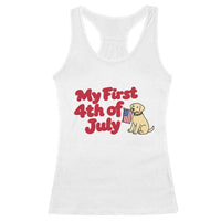 My First 4th of July Cute Golden Retriever Puppy Dog Racerback Tank Top American Flag Independence Holiday Milestone