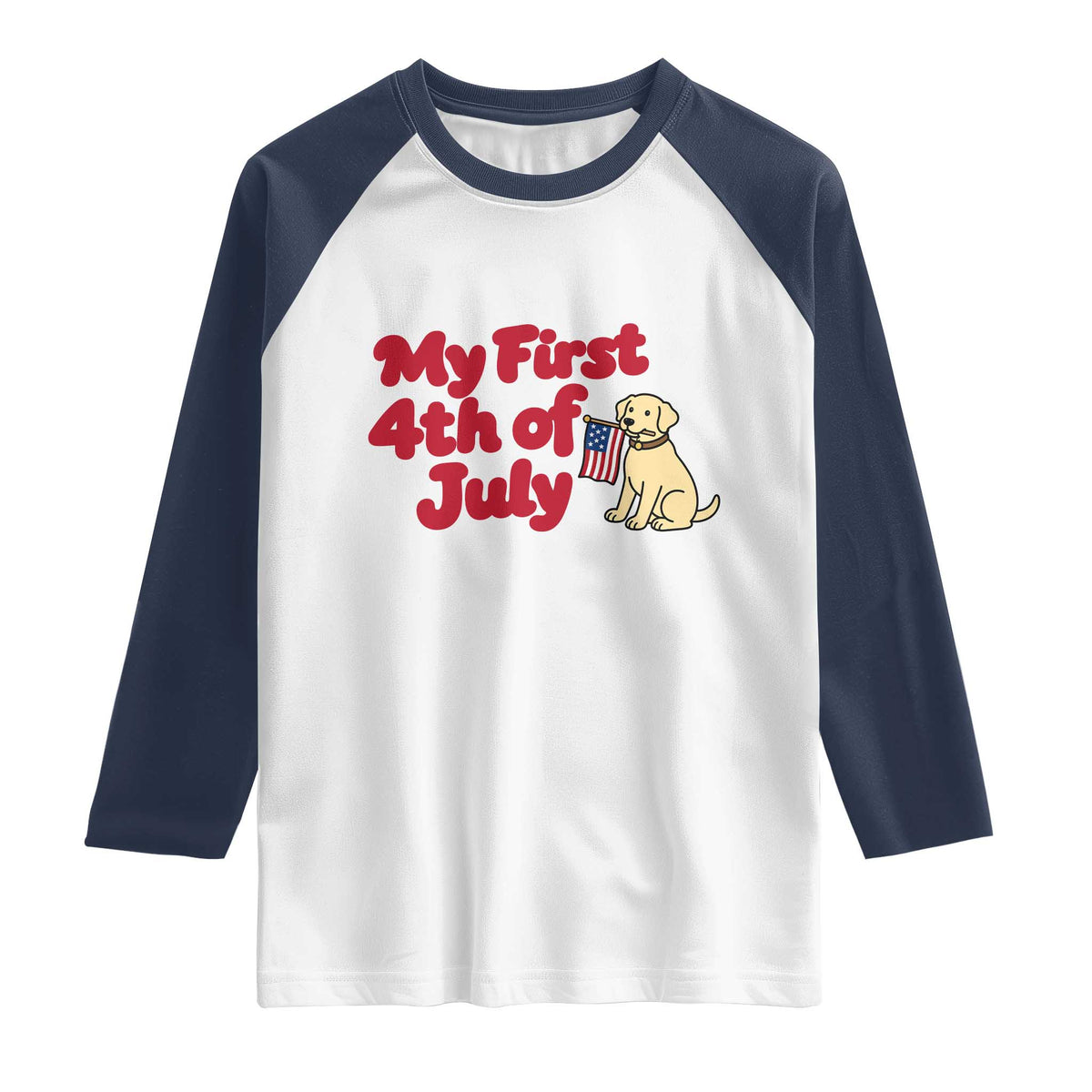 My First 4th of July Cute Golden Retriever Puppy Dog Raglan Shirt American Flag Independence Holiday Milestone