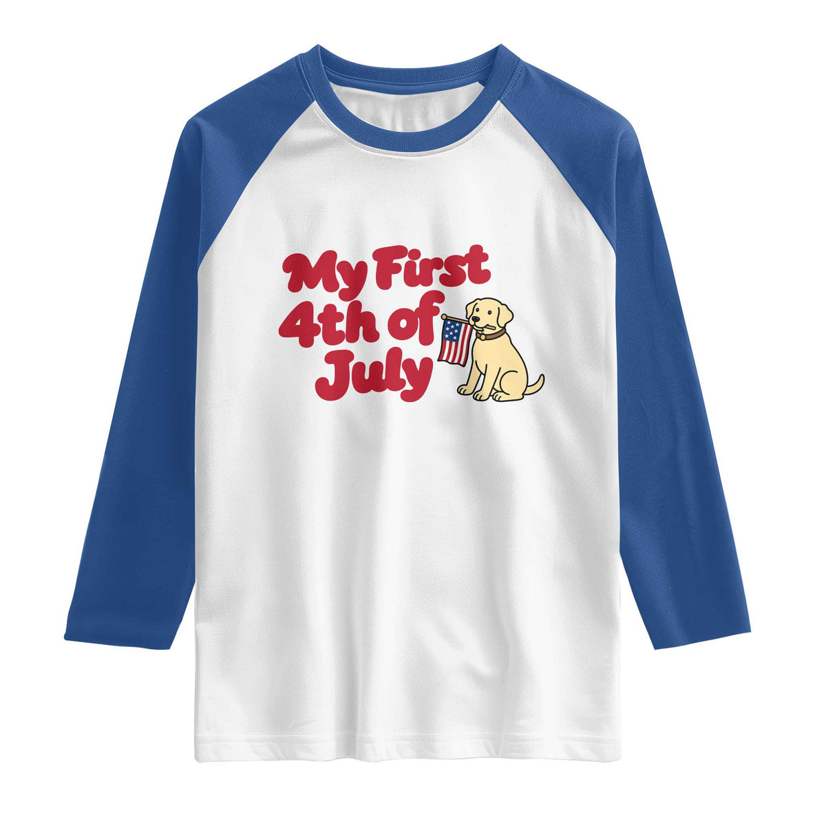 My First 4th of July Cute Golden Retriever Puppy Dog Raglan Shirt American Flag Independence Holiday Milestone