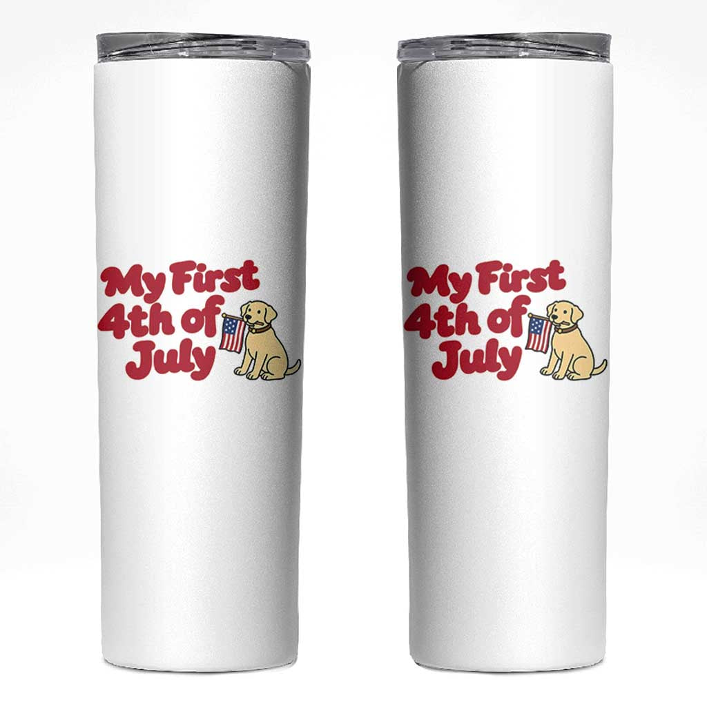 My First 4th of July Cute Golden Retriever Puppy Dog Skinny Tumbler American Flag Independence Holiday Milestone