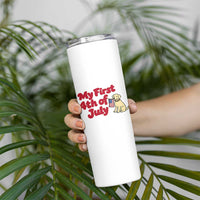 My First 4th of July Cute Golden Retriever Puppy Dog Skinny Tumbler American Flag Independence Holiday Milestone