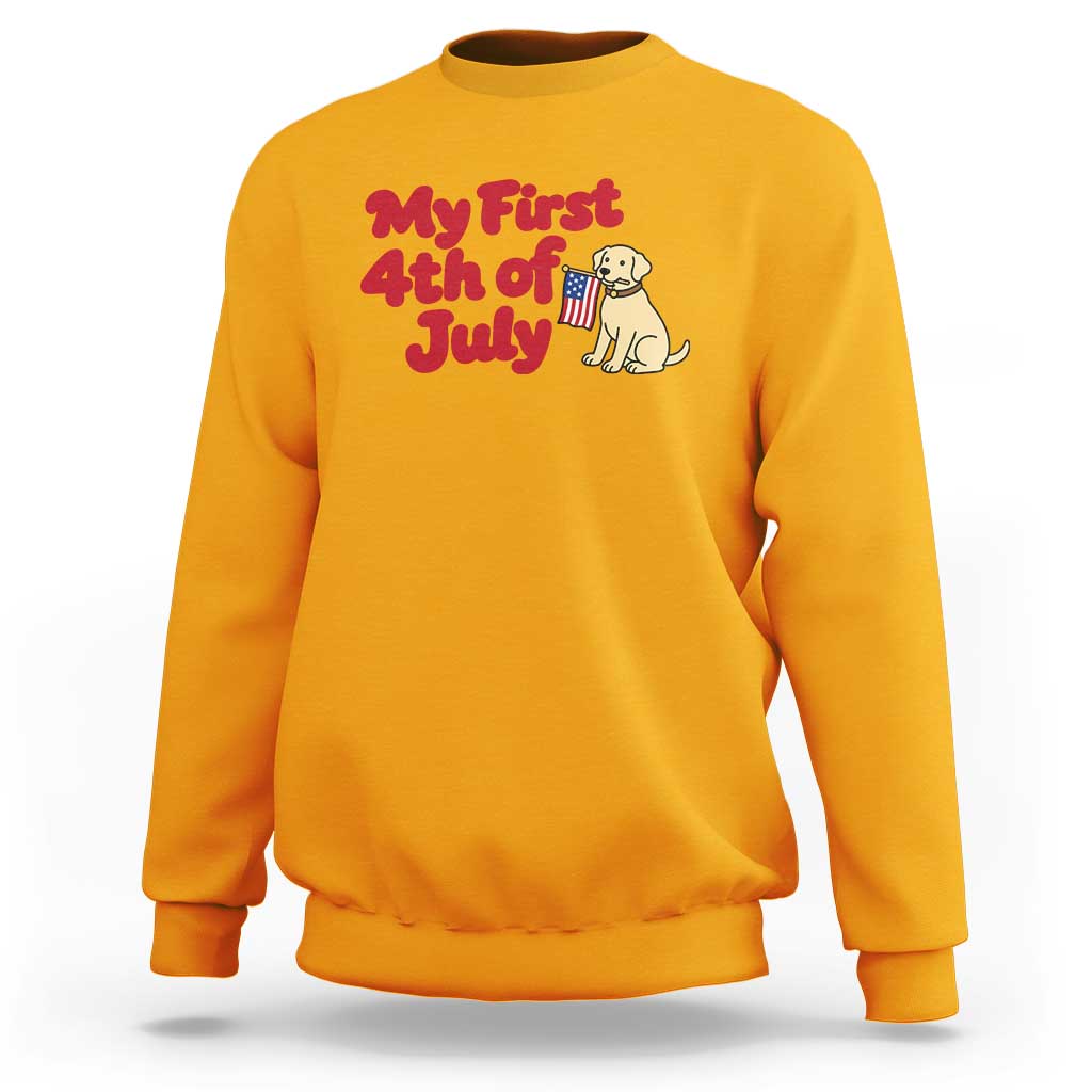 My First 4th of July Cute Golden Retriever Puppy Dog Sweatshirt American Flag Independence Holiday Milestone