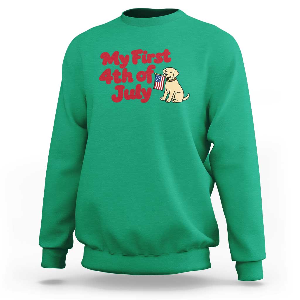 My First 4th of July Cute Golden Retriever Puppy Dog Sweatshirt American Flag Independence Holiday Milestone