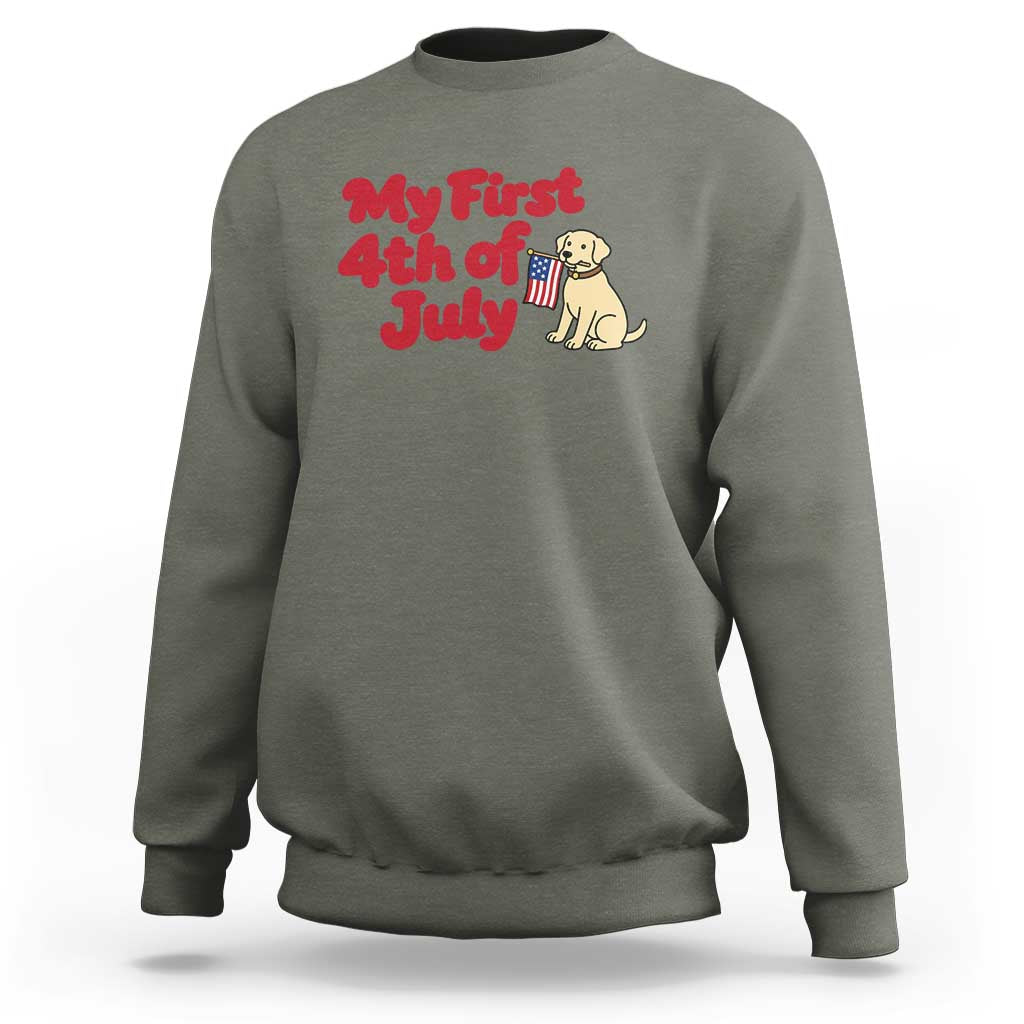My First 4th of July Cute Golden Retriever Puppy Dog Sweatshirt American Flag Independence Holiday Milestone
