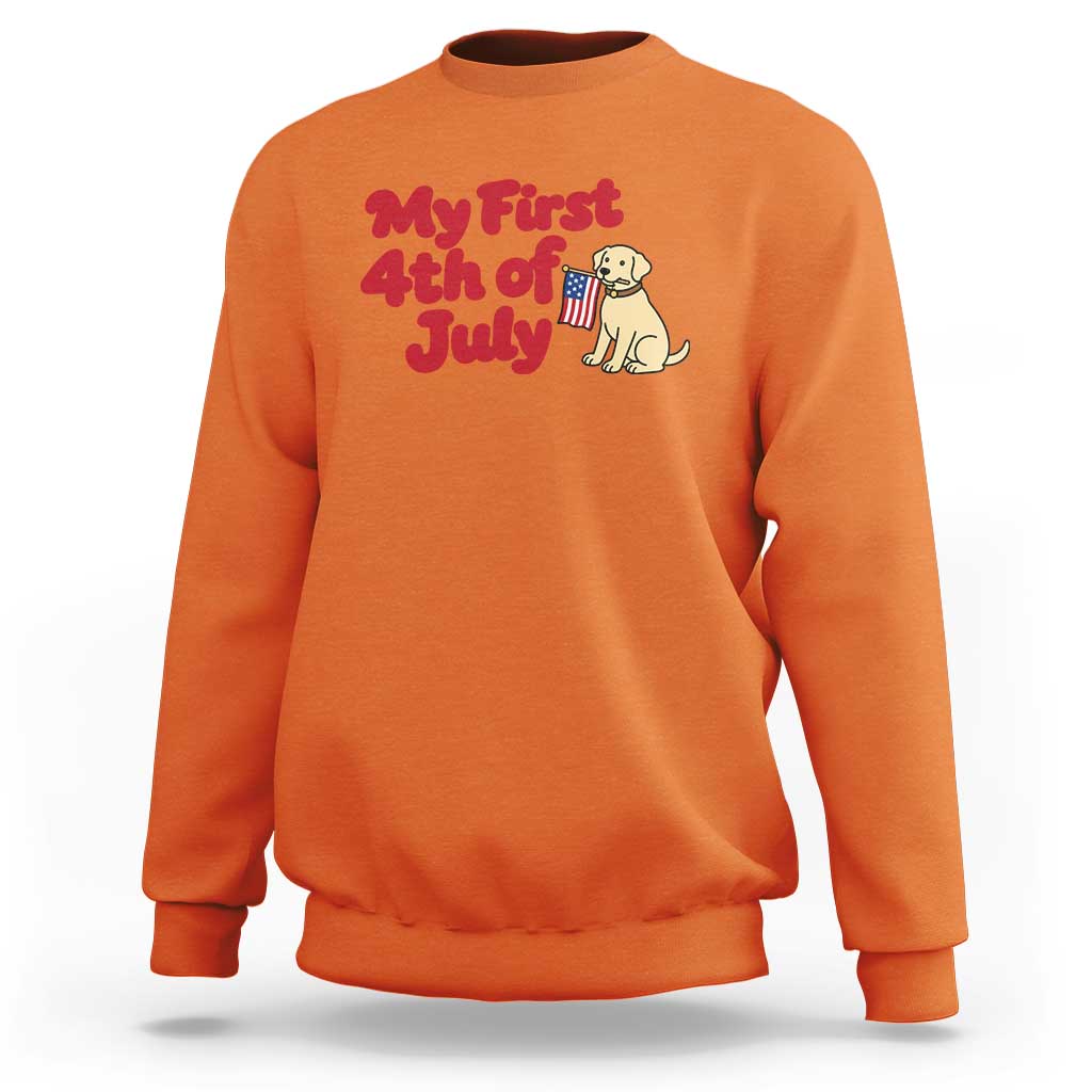 My First 4th of July Cute Golden Retriever Puppy Dog Sweatshirt American Flag Independence Holiday Milestone