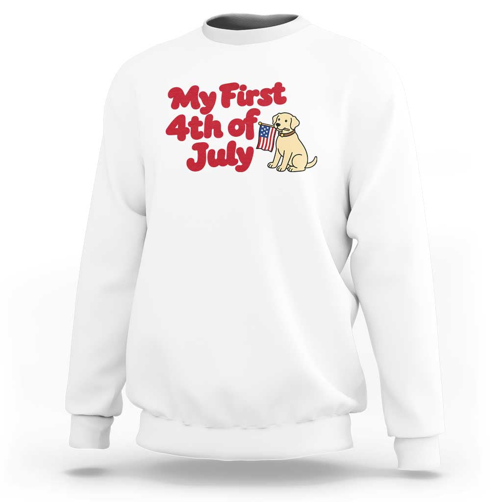 My First 4th of July Cute Golden Retriever Puppy Dog Sweatshirt American Flag Independence Holiday Milestone