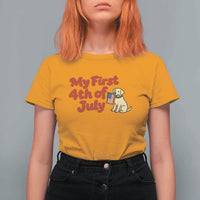 My First 4th of July Cute Golden Retriever Puppy Dog T Shirt For Women American Flag Independence Holiday Milestone