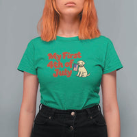 My First 4th of July Cute Golden Retriever Puppy Dog T Shirt For Women American Flag Independence Holiday Milestone