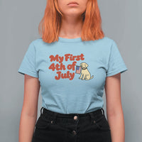 My First 4th of July Cute Golden Retriever Puppy Dog T Shirt For Women American Flag Independence Holiday Milestone