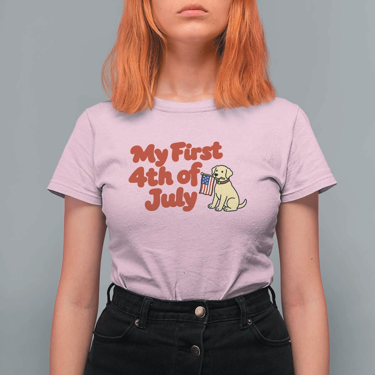 My First 4th of July Cute Golden Retriever Puppy Dog T Shirt For Women American Flag Independence Holiday Milestone