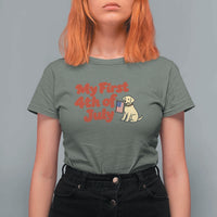 My First 4th of July Cute Golden Retriever Puppy Dog T Shirt For Women American Flag Independence Holiday Milestone