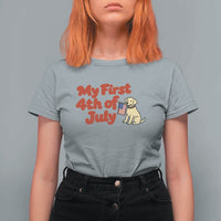 My First 4th of July Cute Golden Retriever Puppy Dog T Shirt For Women American Flag Independence Holiday Milestone