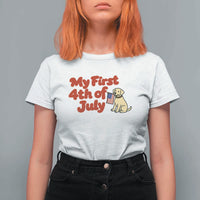 My First 4th of July Cute Golden Retriever Puppy Dog T Shirt For Women American Flag Independence Holiday Milestone