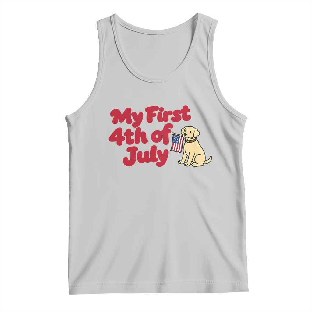 My First 4th of July Cute Golden Retriever Puppy Dog Tank Top American Flag Independence Holiday Milestone