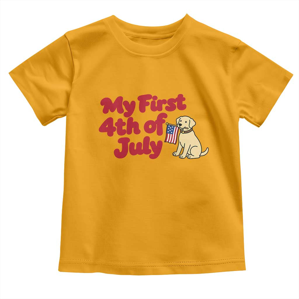 My First 4th of July Cute Golden Retriever Puppy Dog Toddler T Shirt American Flag Independence Holiday Milestone